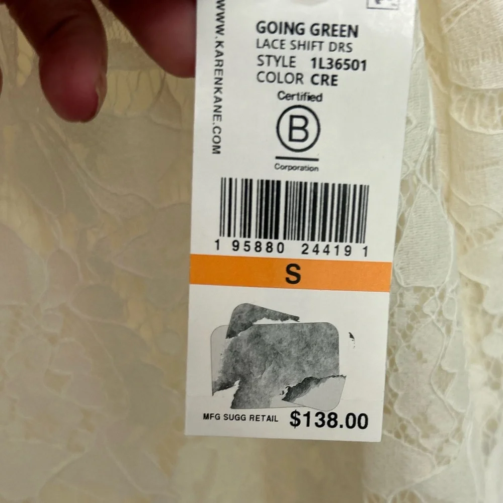 New Karen Kane Elegant Cream Lace Shift Dress - Picture 10 of 13